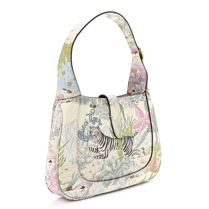 Gucci New Shangai Calfskin Tiger Savanah Small Jackie 1961 Hobo Chalky White Multicolor 2 of 10