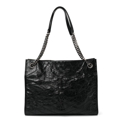 Saint Laurent Crinkled Calfskin Matelasse Monogram Medium Niki Shopper Tote Black 1 of 10