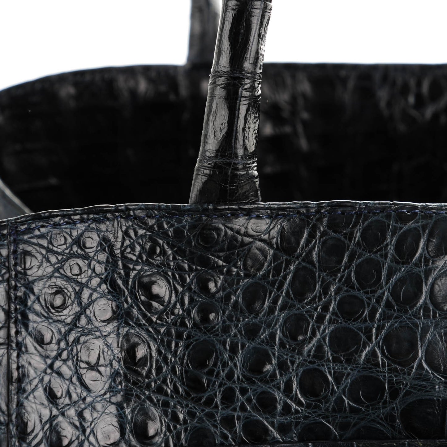 Crocodile Top Handle Tote Dark Blue
