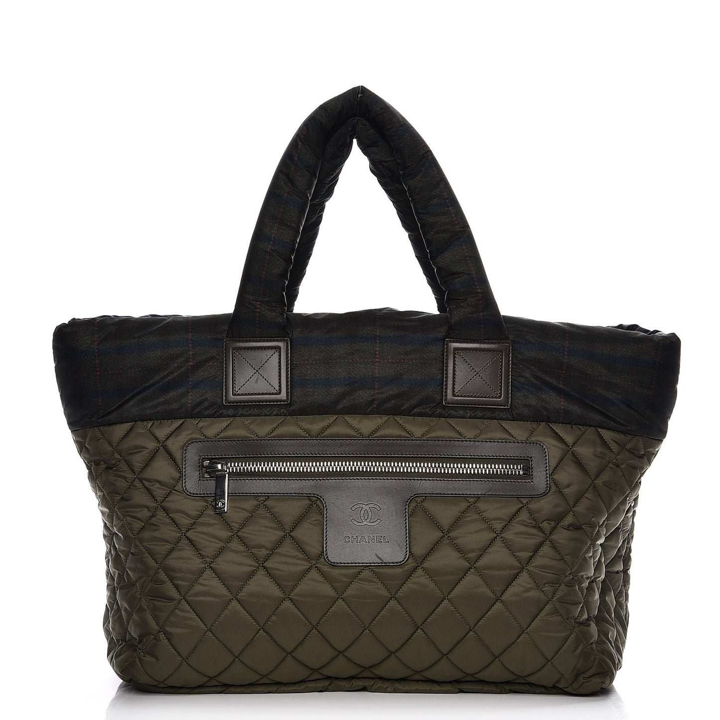 Nylon Quilted Large Coco Cocoon Tote Khaki
