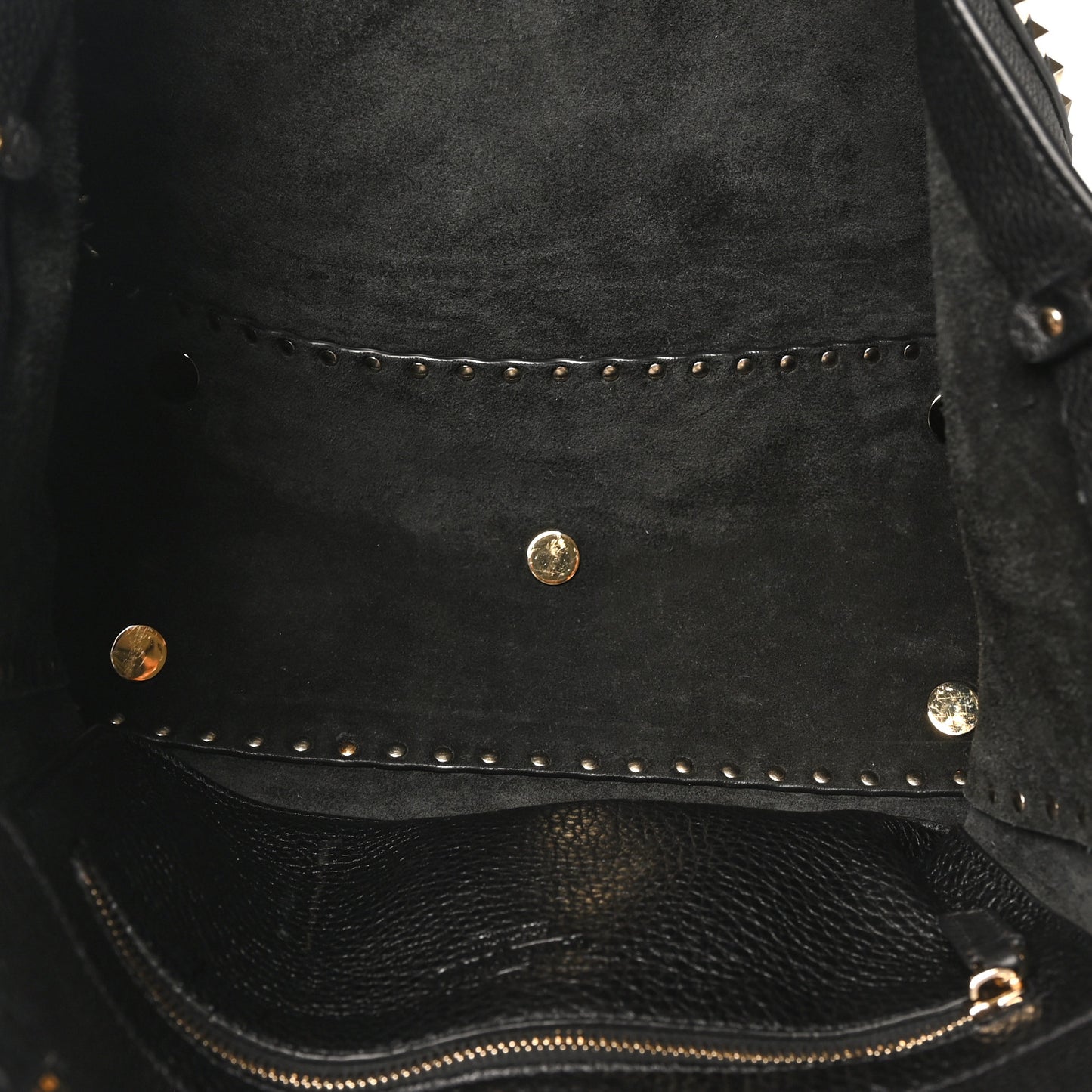 Pebbled Calfskin Medium Rockstud Tote Black