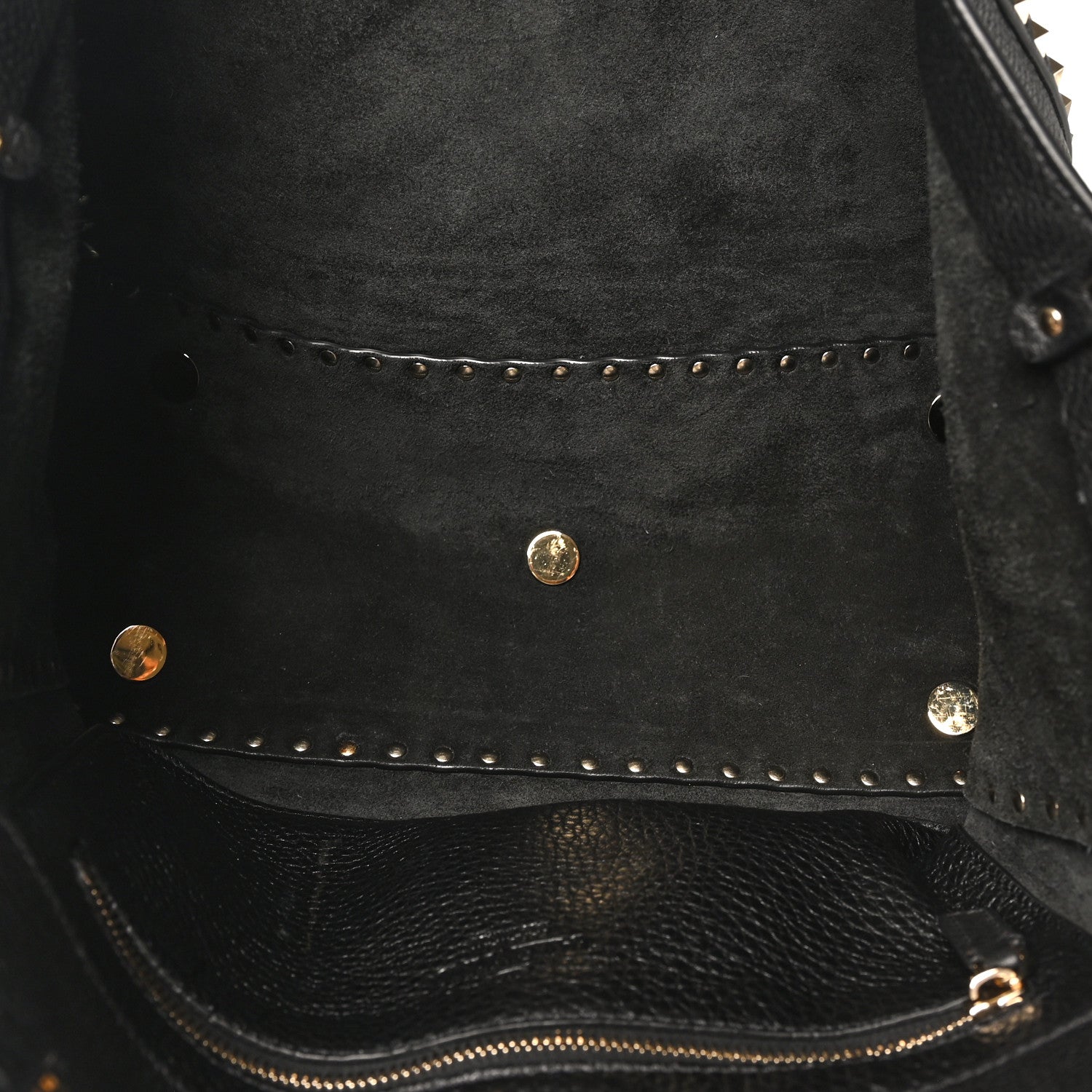 Valentino Garavani Pebbled Calfskin Medium Rockstud Tote Black 5 of 9