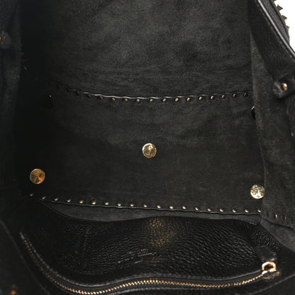 Valentino Garavani Pebbled Calfskin Medium Rockstud Tote Black 5 of 9