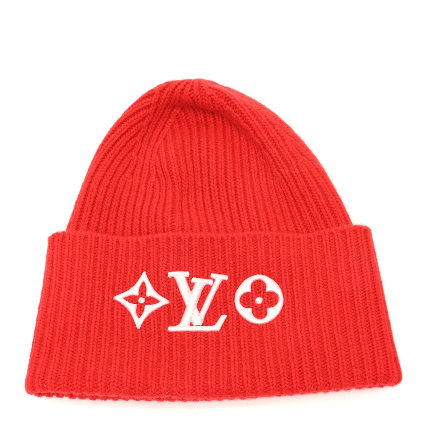 Wool Monogram LV Headline Beanie Hat Red