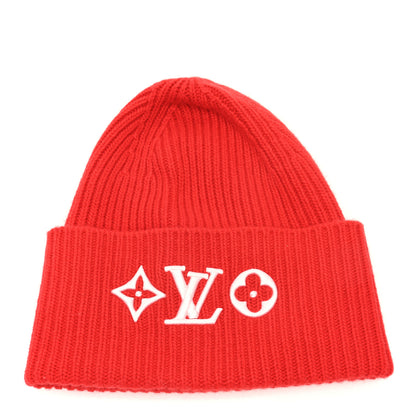 Louis Vuitton Wool Monogram LV Headline Beanie Hat Red 1 of 5