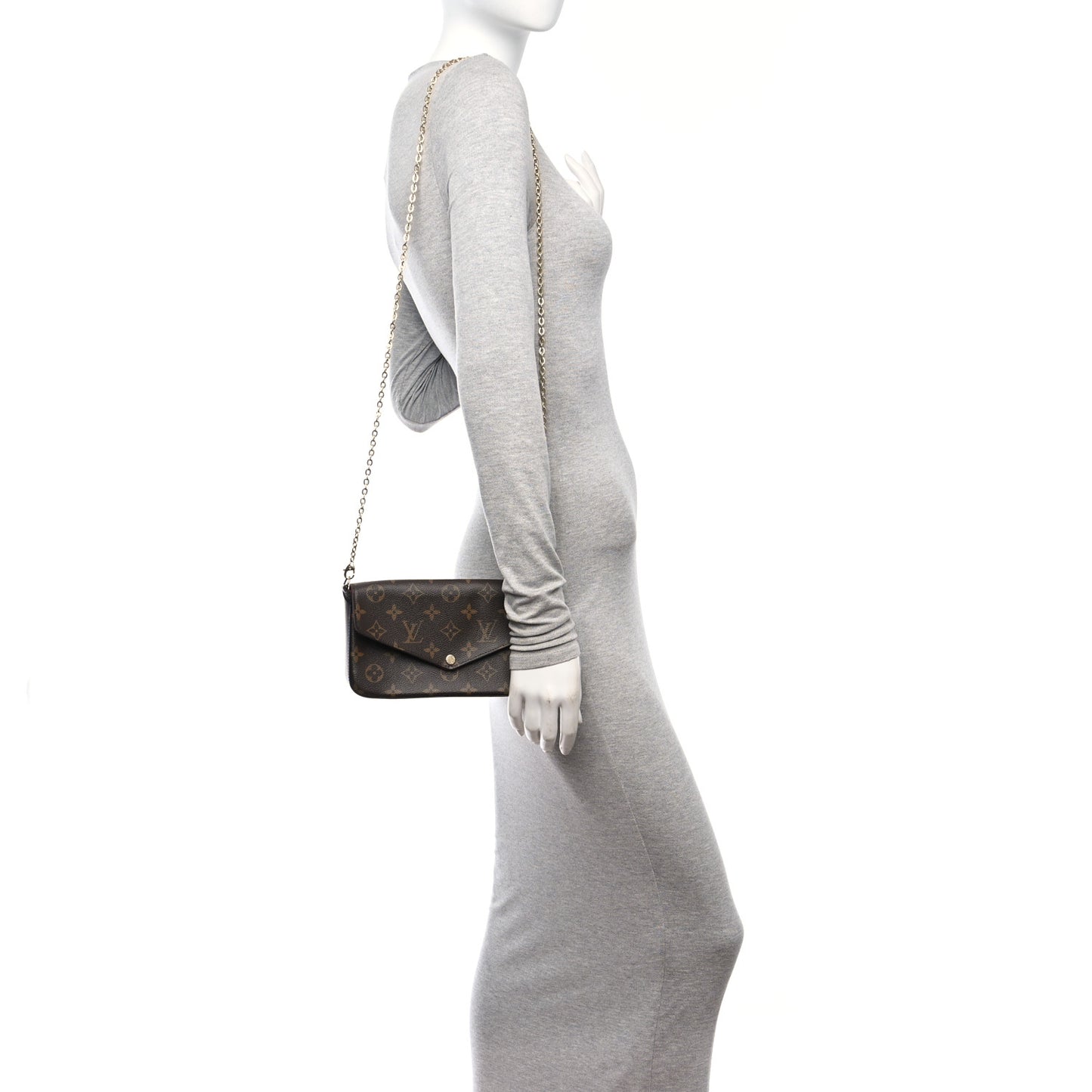 Monogram Pochette Felicie Chain Wallet Fuchsia