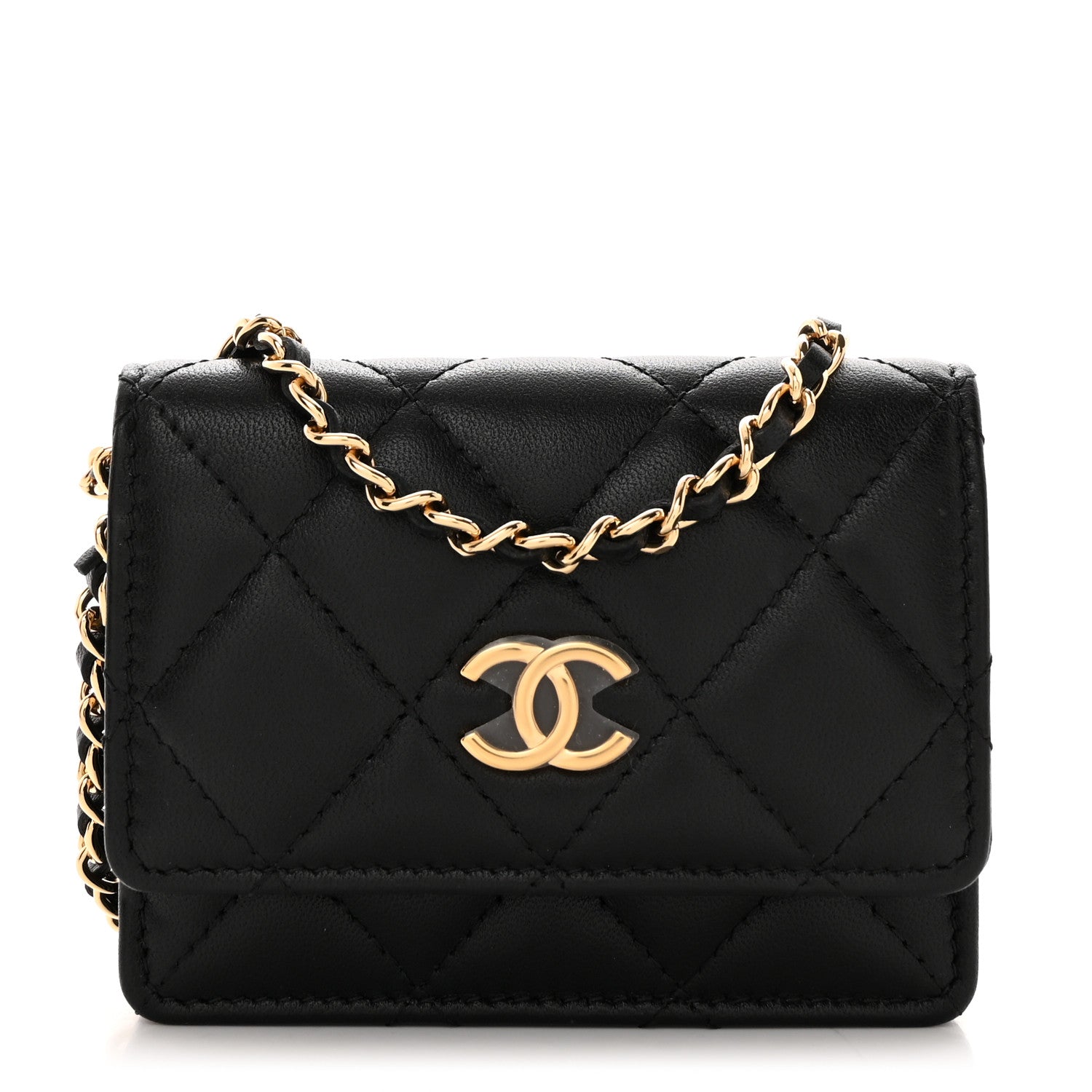 Chanel Lambskin Quilted Flap Card Holder With Cuff Black 3 of 10