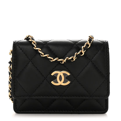 Chanel Lambskin Quilted Flap Card Holder With Cuff Black 3 of 10