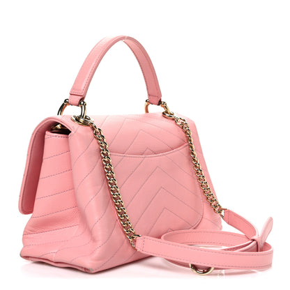 Chanel Grained Calfskin Small Chevron Chic Top Handle Flap Pink 3 of 11