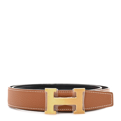 Hermes Box Togo 32mm H 95 38 Belt Black Gold 1 of 5