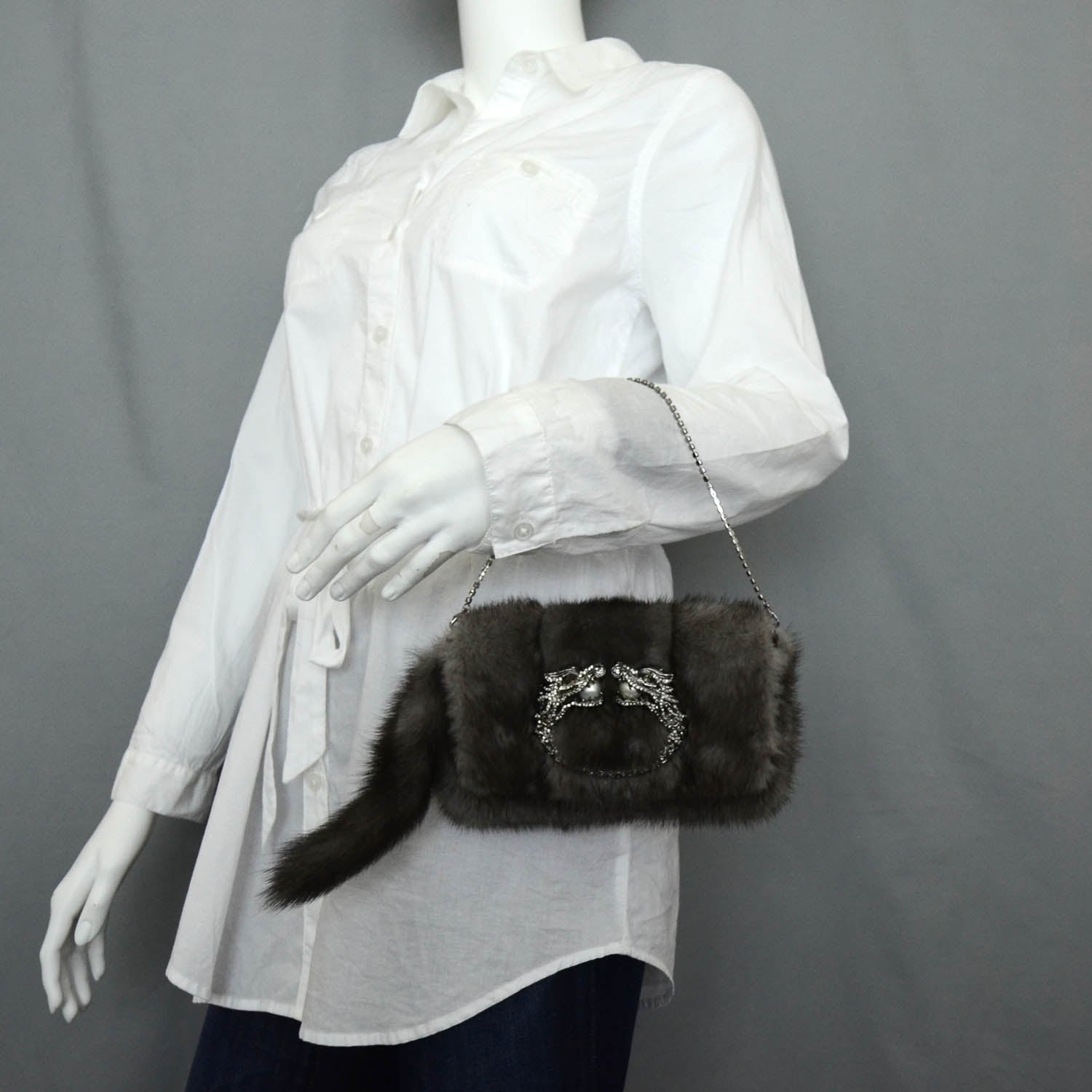 Gucci Fox Fur Tom Ford Jeweled Dragon Evening Bag 2 of 11