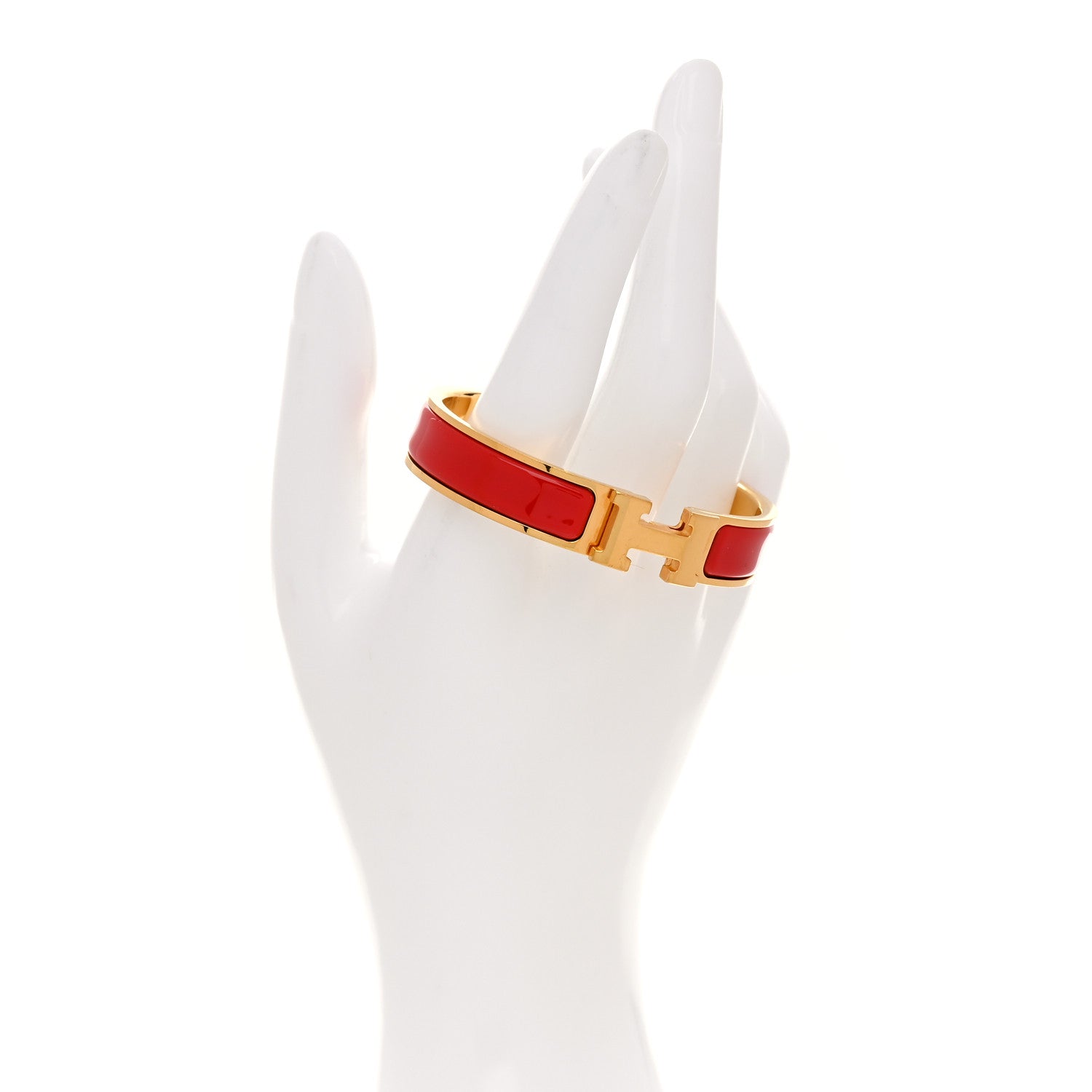 Hermes Enamel Narrow Clic Clac H Bracelet PM Rouge Vif 2 of 5