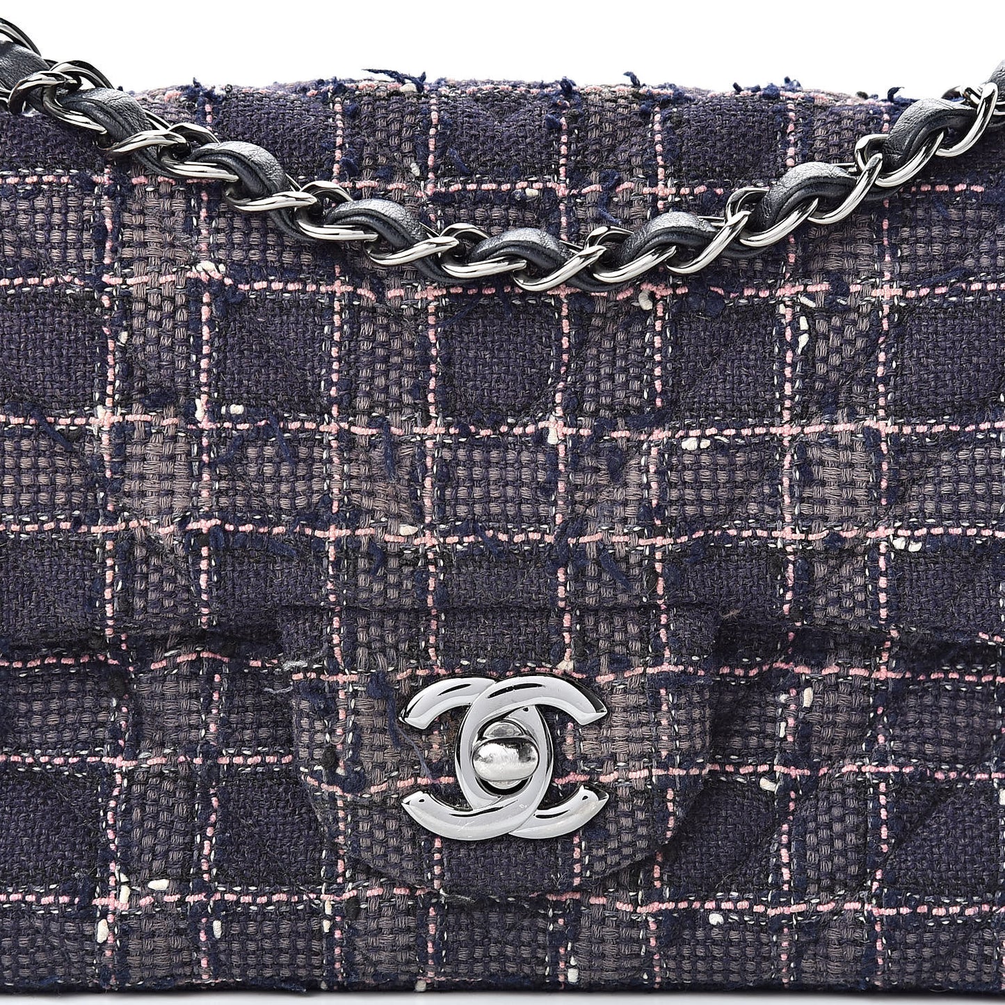 Tweed Quilted Mini Rectangular Flap Multicolor