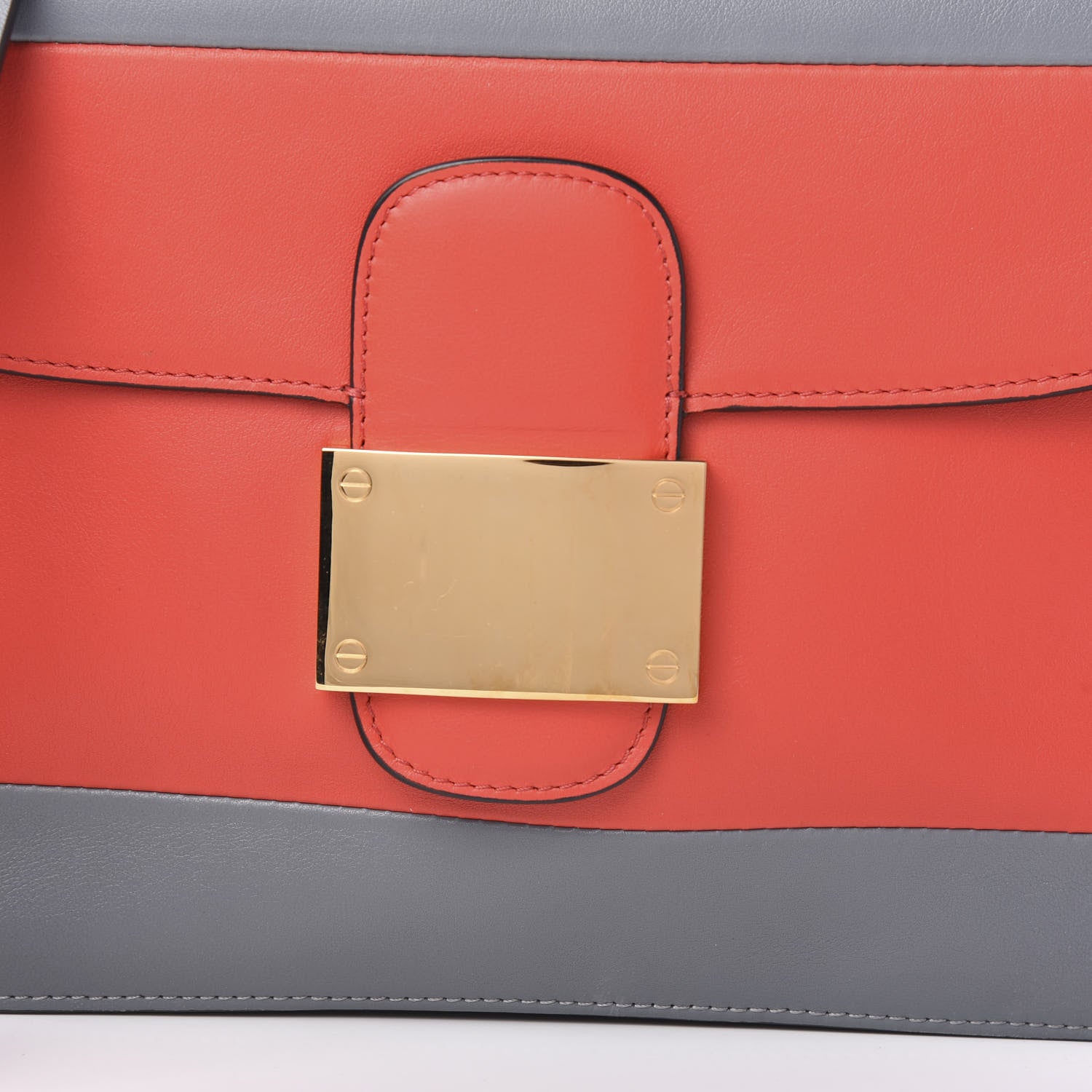 Valentino Garavani Calfskin Rivet Colorblock Shoulder Bag Grey Red 8 of 8