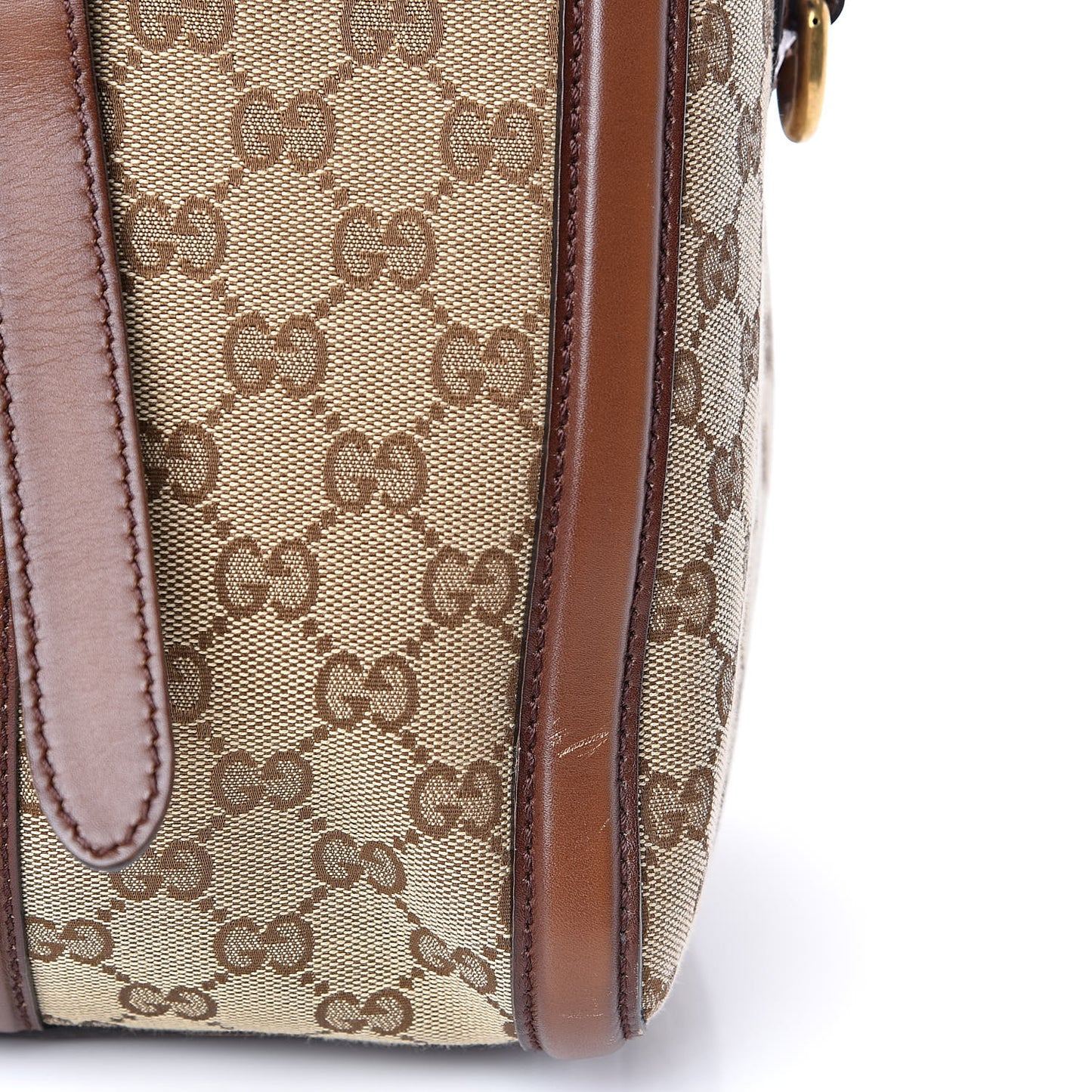 Monogram Medium Lady Web Boston Bag Beige Cuir