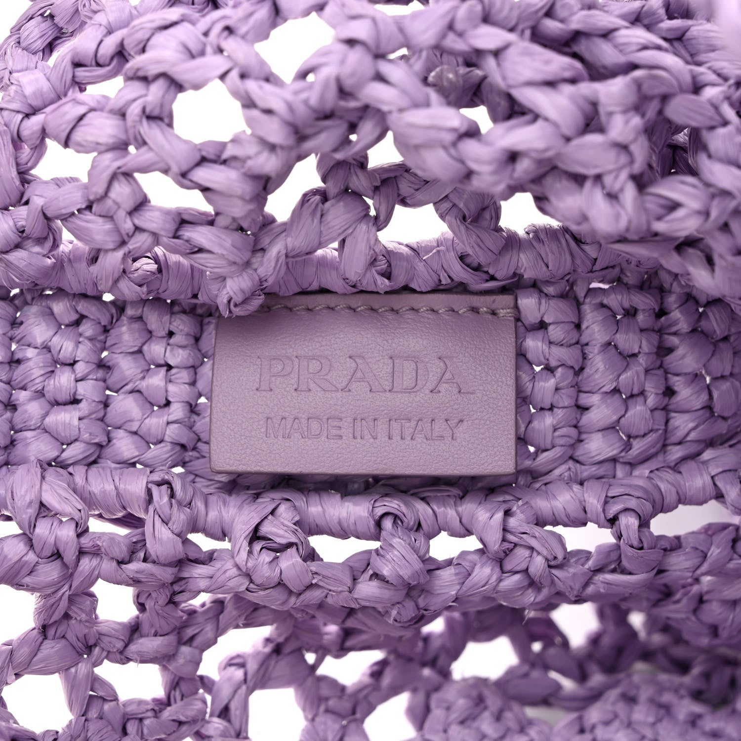 Prada Yarn Raffia Effect Crochet Logo Embroidered Tote Bag Lilium 6 of 10