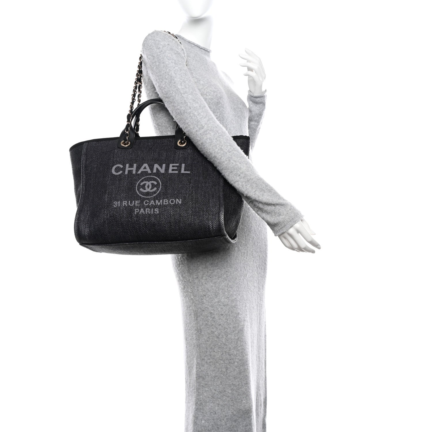 Chanel Woven Straw Raffia Medium Deauville Tote Black 2 of 10