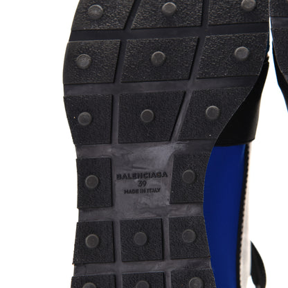 Balenciaga Mesh Neoprene Calfskin Suede Mens Race Runner Sneakers 39 Black Bleu Saphir 9 of 9