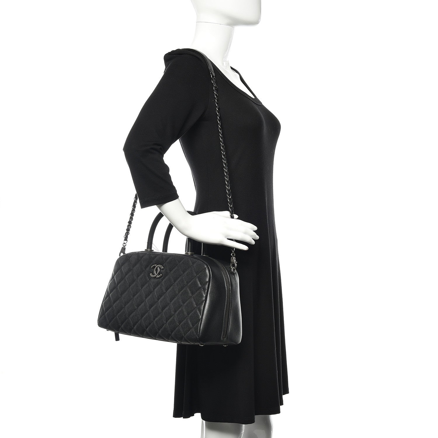 Chanel Caviar Quilted Large Coco Handle Bowling Bag Black 2 of 12