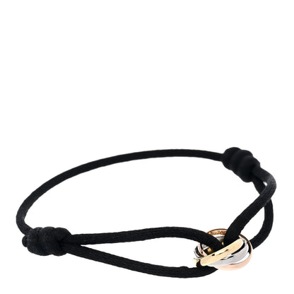 Cartier 18K Pink Yellow White Gold Trinity Adjustable Cord Bracelet Black 1 of 5