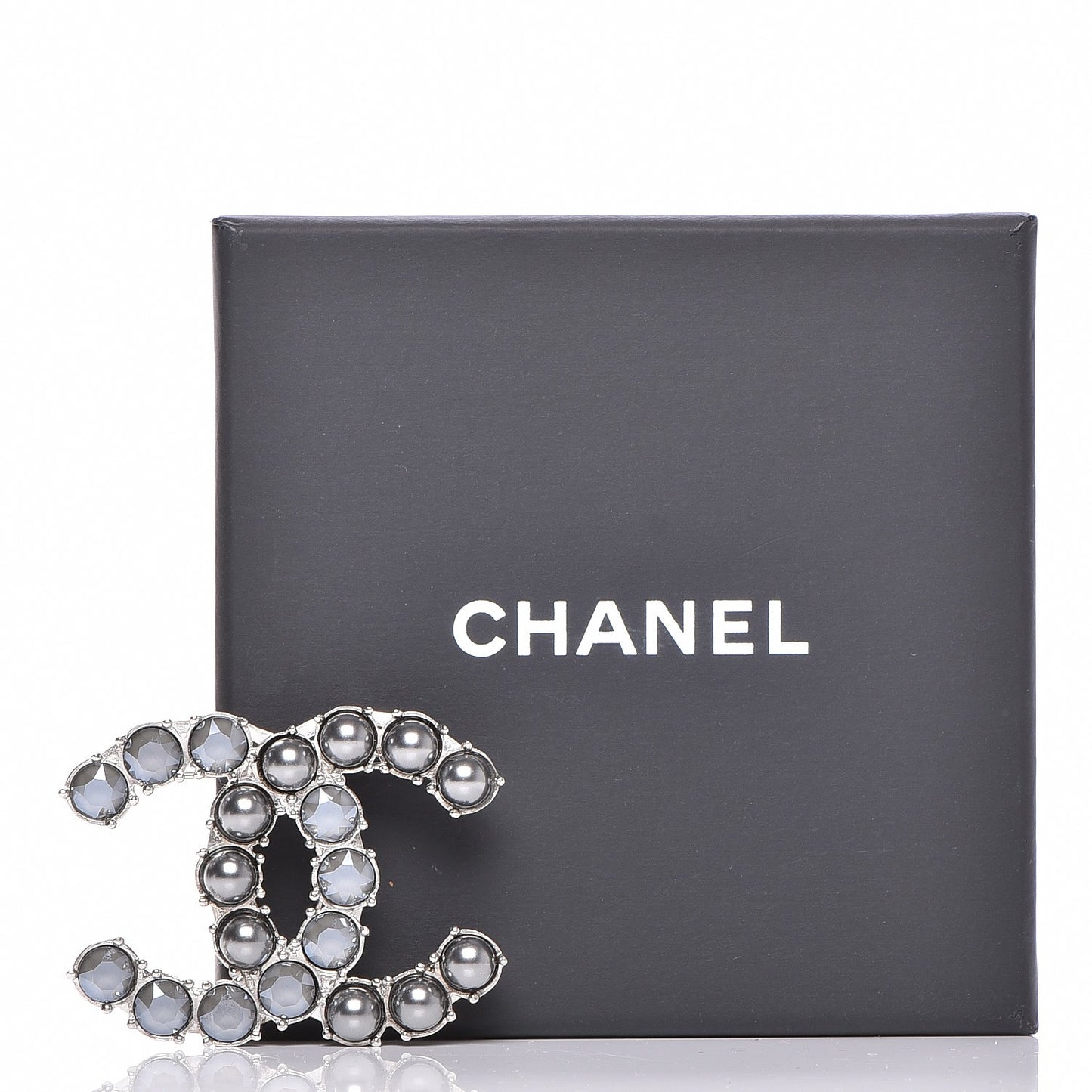 Ruthenium Pearl Crystal CC Brooch Dark Gray