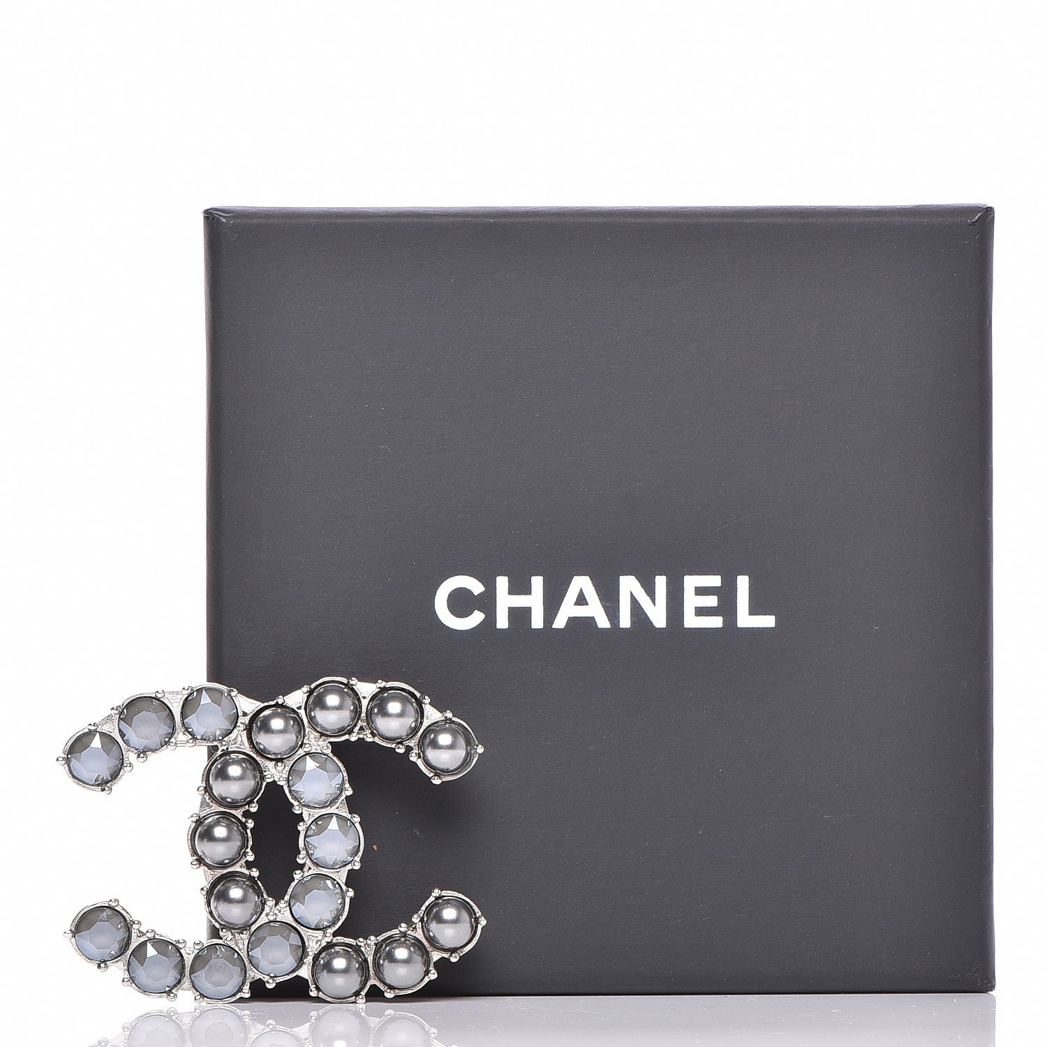 Chanel Ruthenium Pearl Crystal CC Brooch Dark Gray 6 of 6