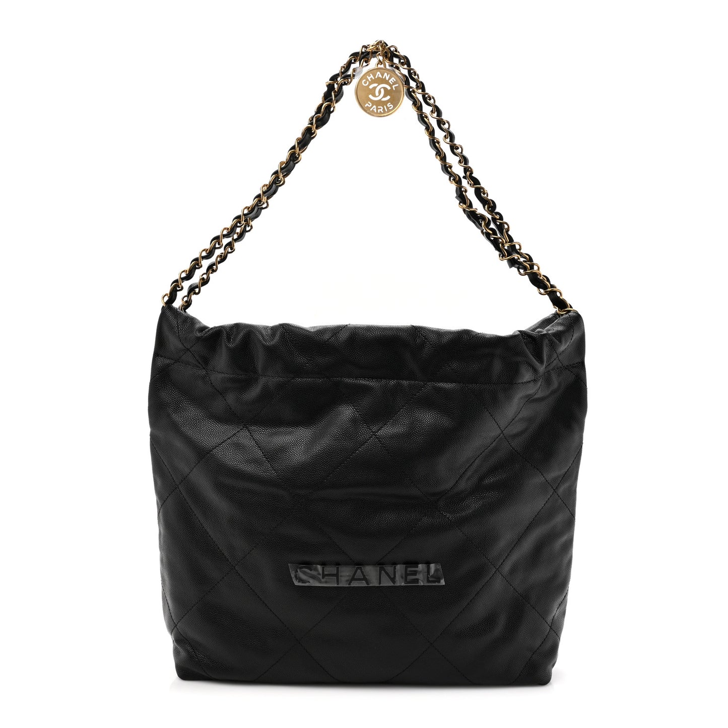 Shiny Caviar Quilted Small Chanel 22 So Black