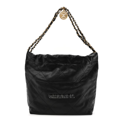 Chanel Shiny Caviar Quilted Small Chanel 22 So Black 1 of 10