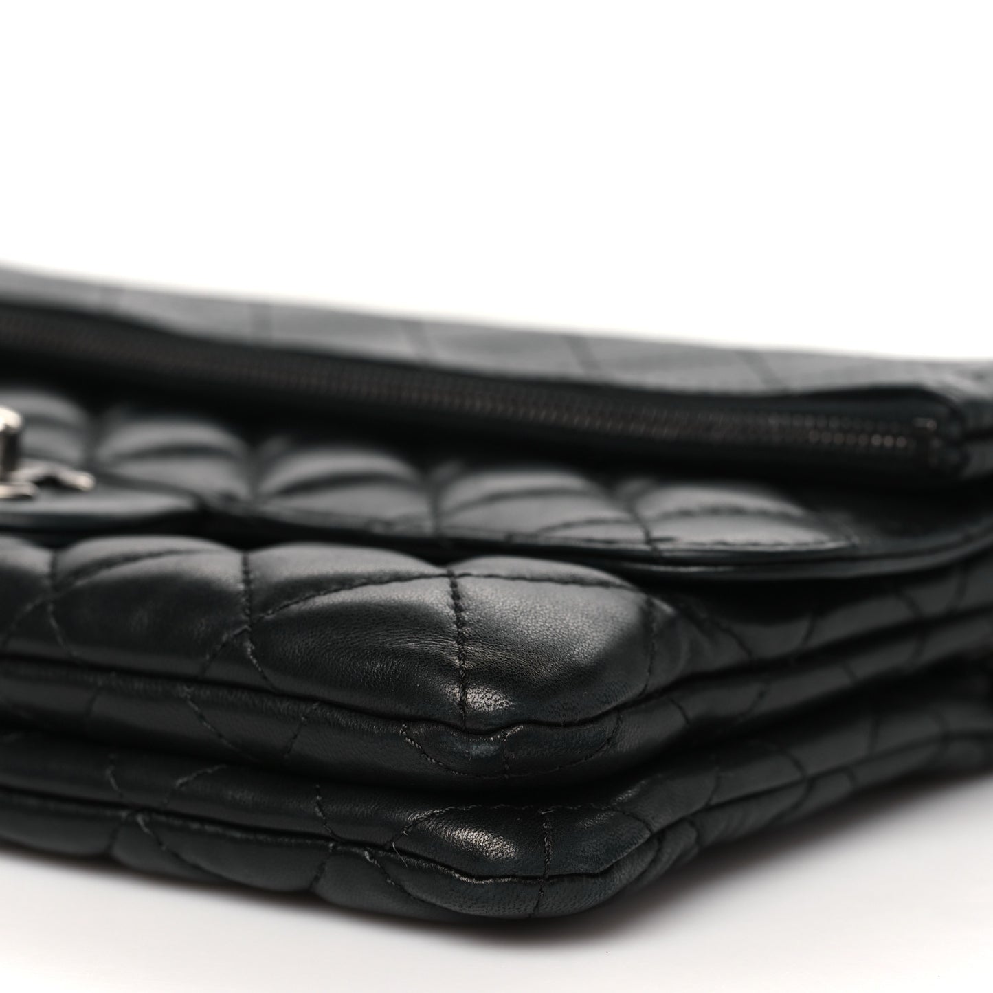 Lambskin Quilted Mini Multi Flap Bag Black
