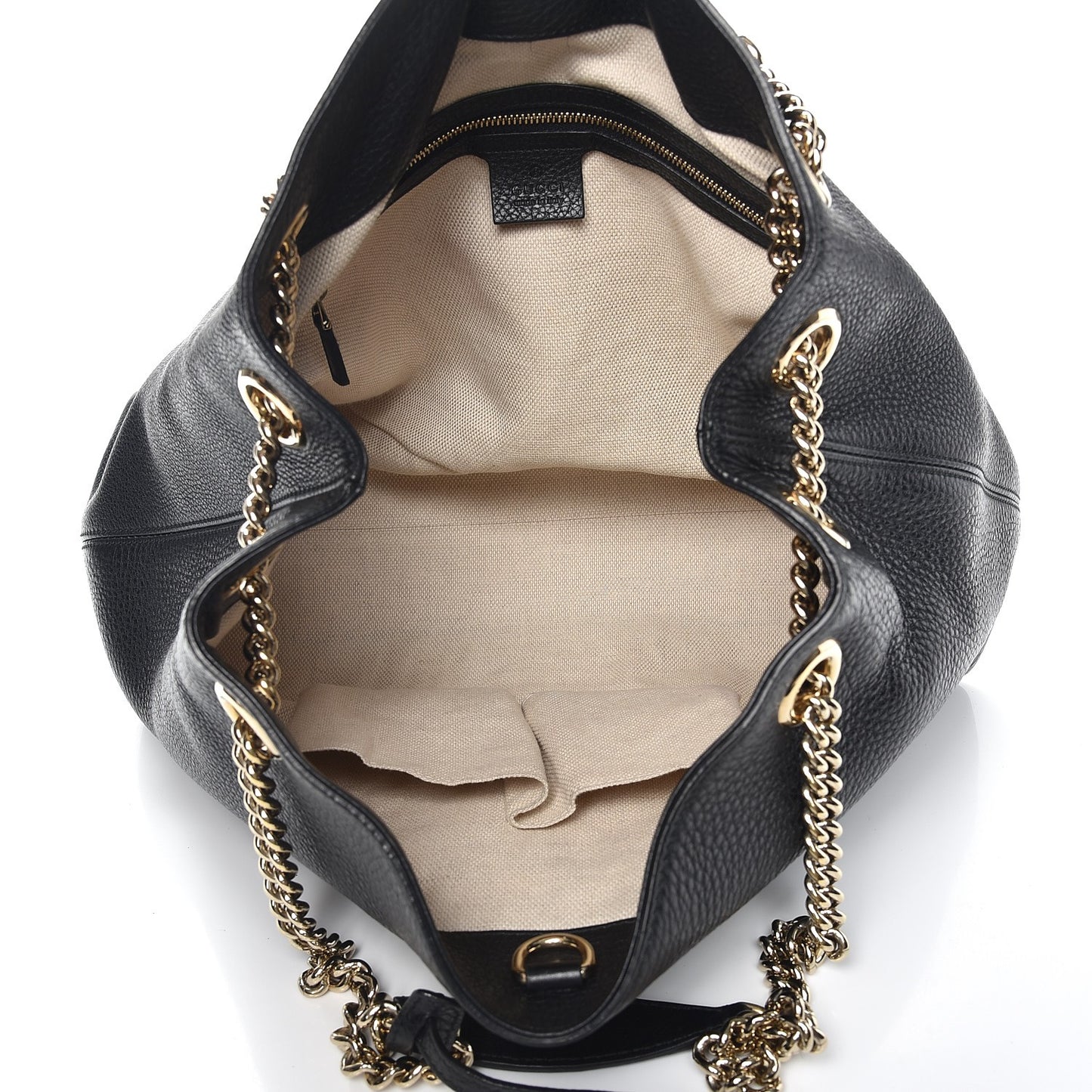 Pebbled Calfskin Medium Soho Chain Shoulder Bag Black
