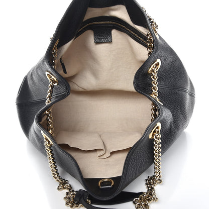 Gucci Pebbled Calfskin Medium Soho Chain Shoulder Bag Black 5 of 8