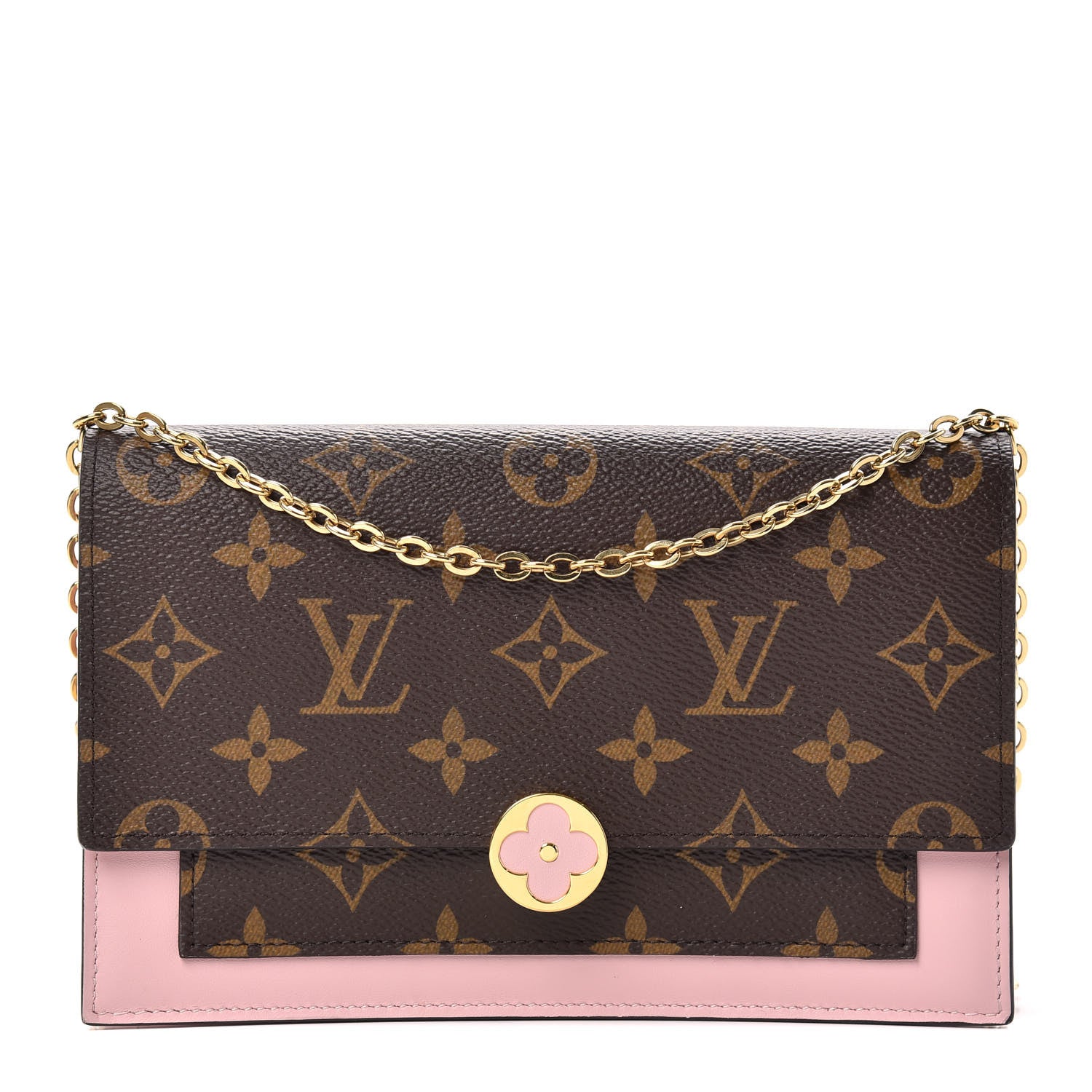 Louis Vuitton Monogram Flore Chain Wallet Rose Ballerine 1 of 10