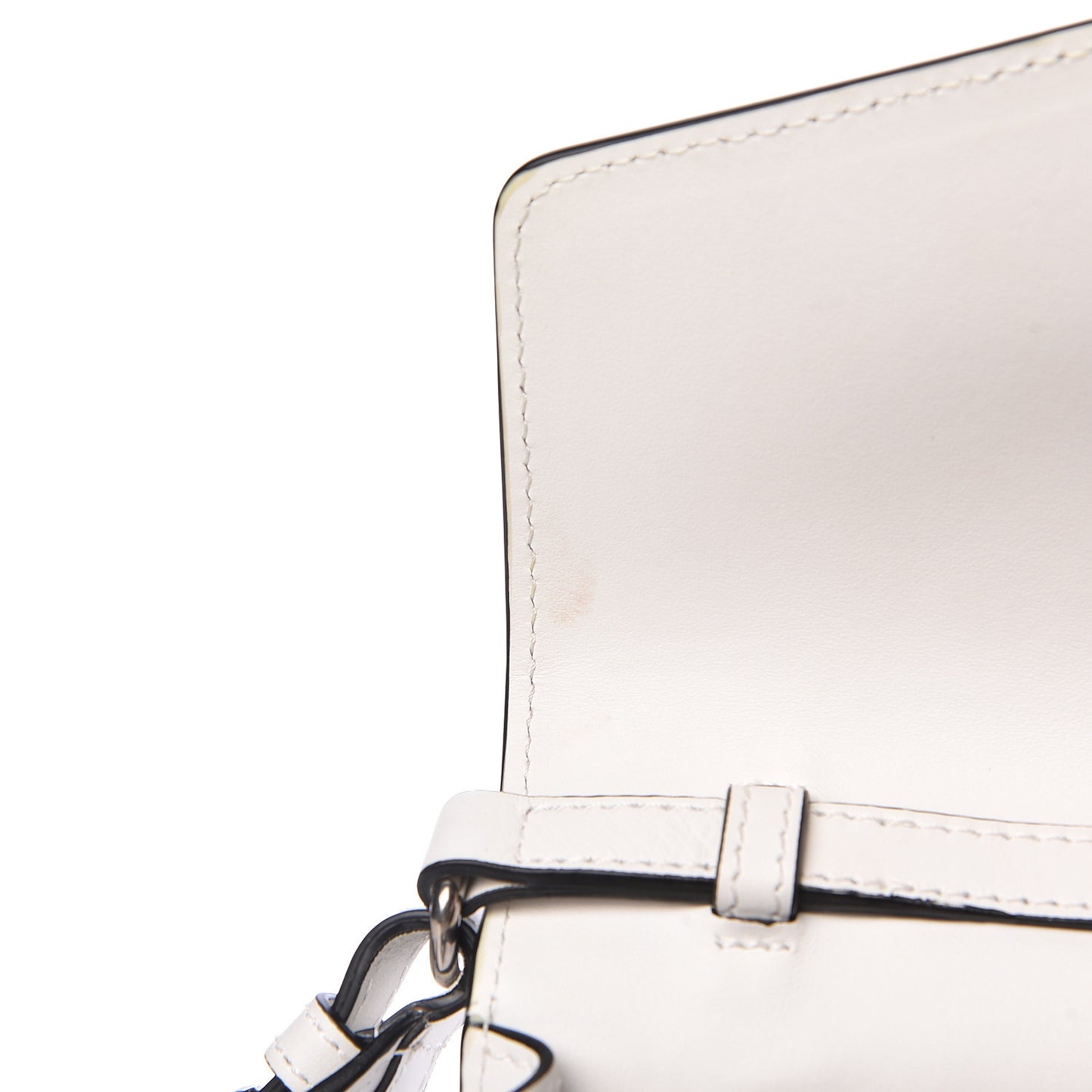 Calfskin Perforated Small Macken Crossbody Bag White