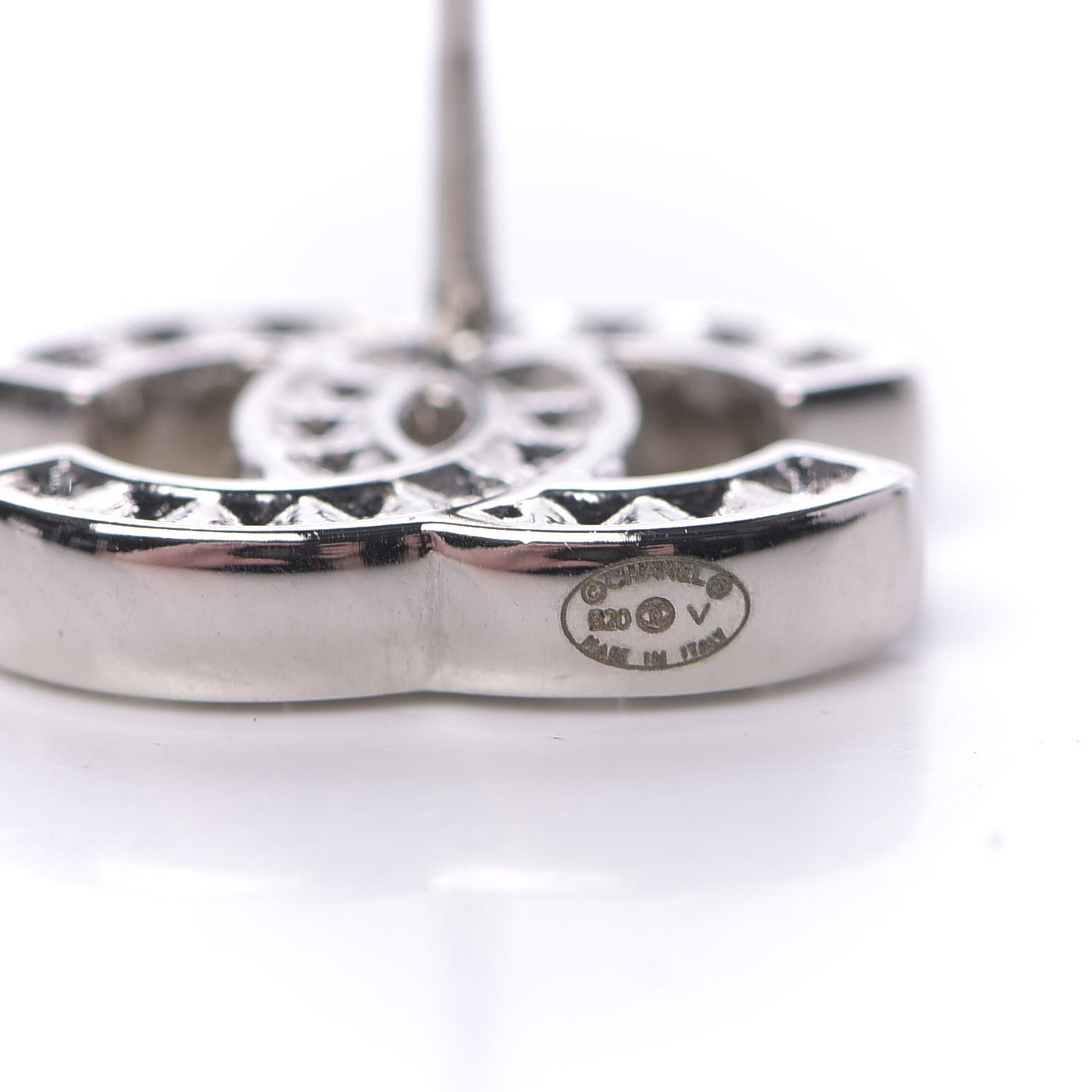 Baguette Crystal CC Earrings Silver