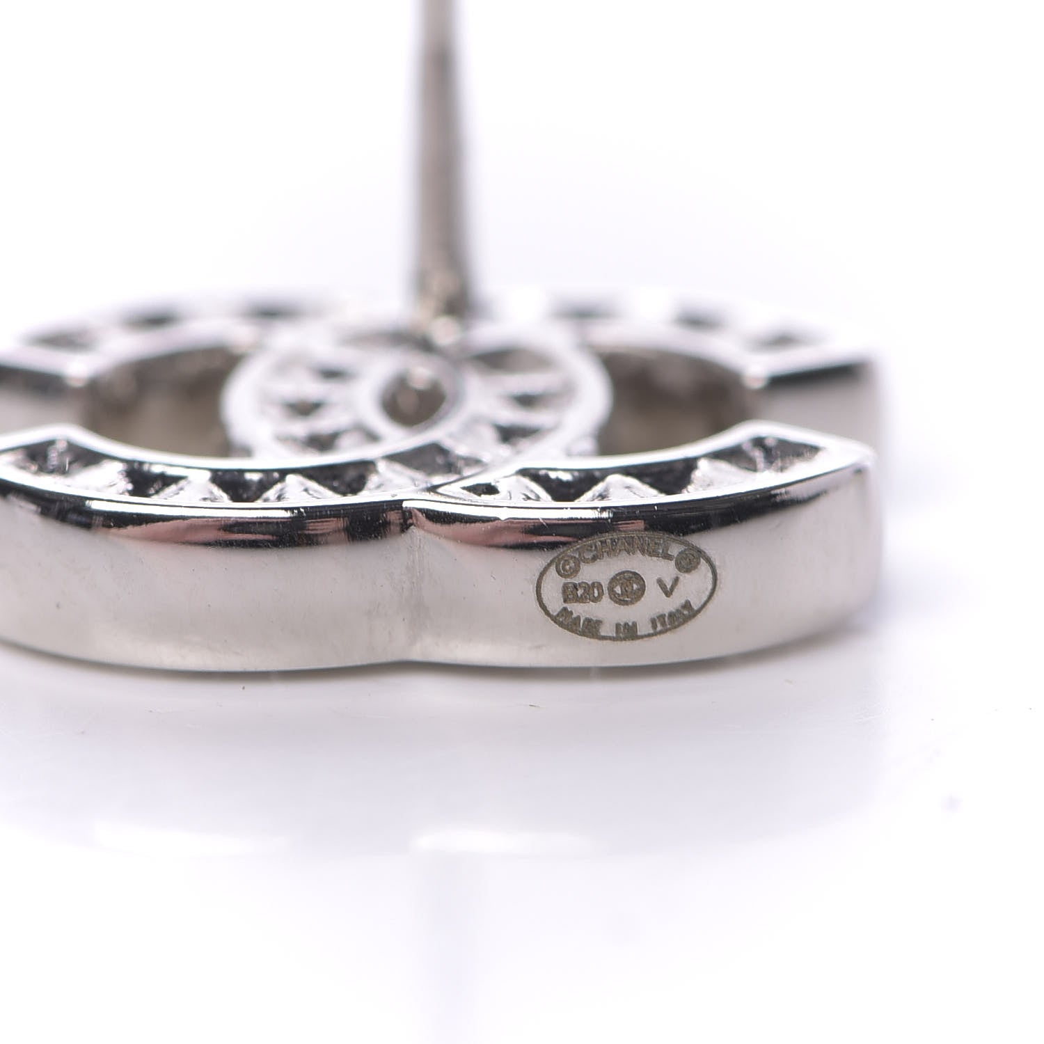 Chanel Baguette Crystal CC Earrings Silver 4 of 5