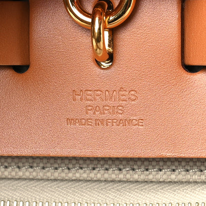 Hermes Military Toile Vache Hunter Herbag Zip Retourne 31 PM Beton Naturel 7 of 10