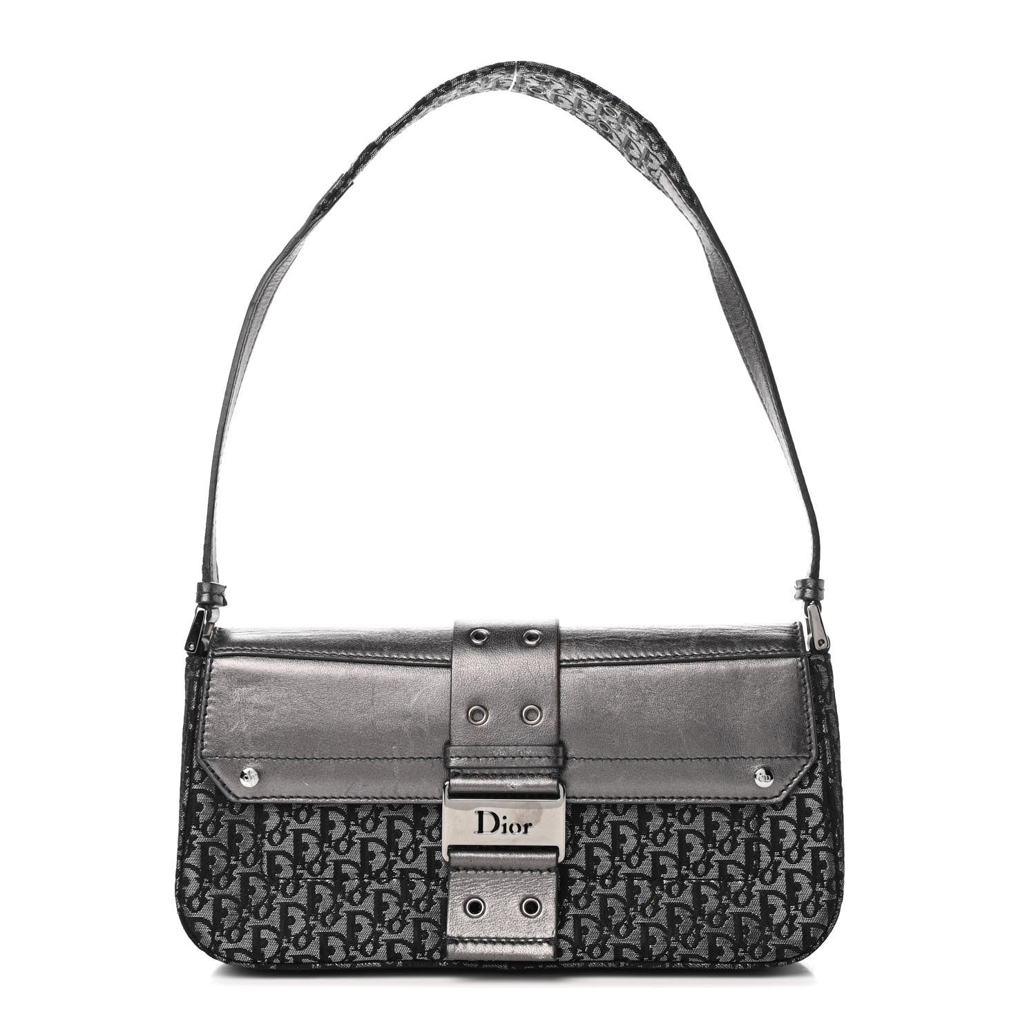 Christian Dior Metallic Monogram Street Chic Shoulder Bag Black 1 of 11