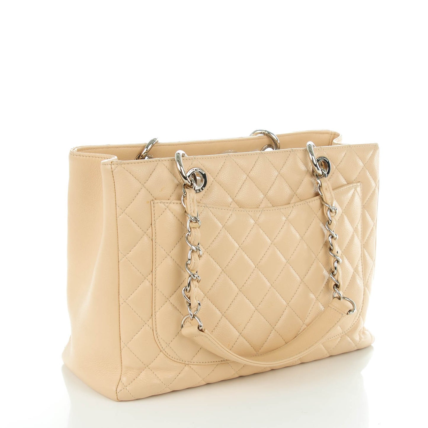 Caviar Quilted Grand Shopping Tote GST Beige Clair