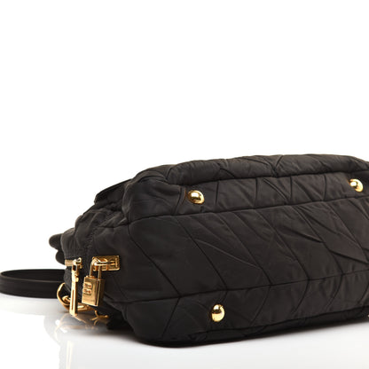 Prada Nylon Chevron Quilted Dome Satchel Black 8 of 8