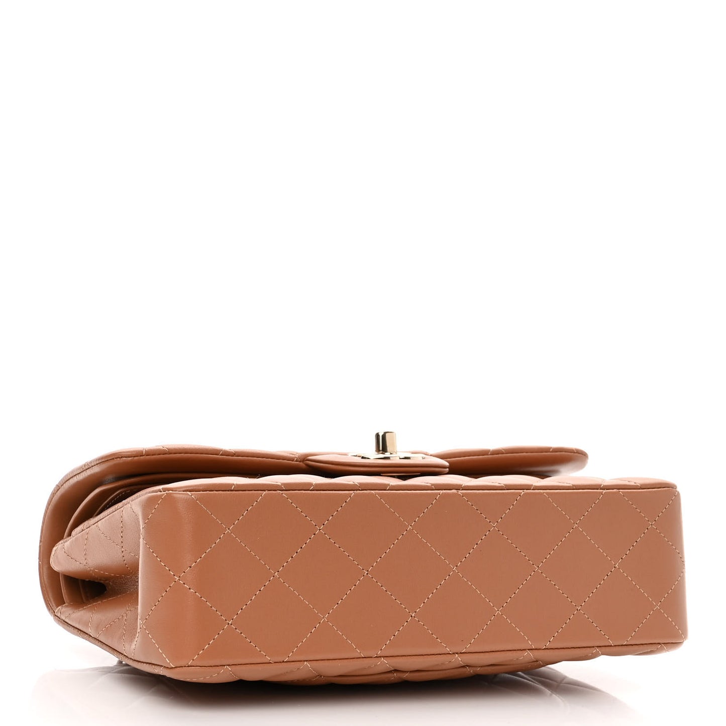 Lambskin Quilted Small Double Flap Brown
