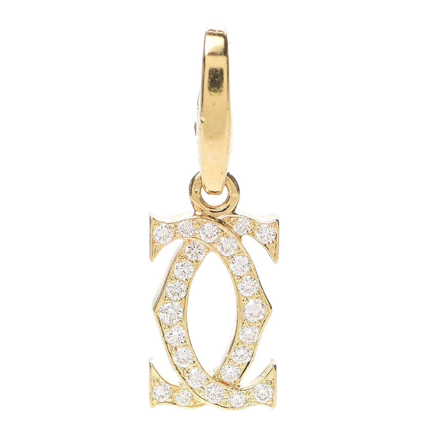 Cartier 18K Yellow Gold Diamond Logo Charm 1 of 4