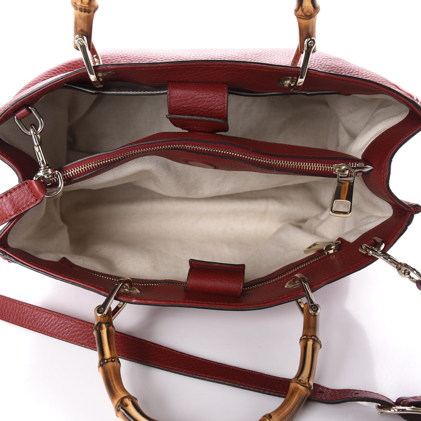 Pebbled Calfskin Medium Bamboo Shopper Tote Red