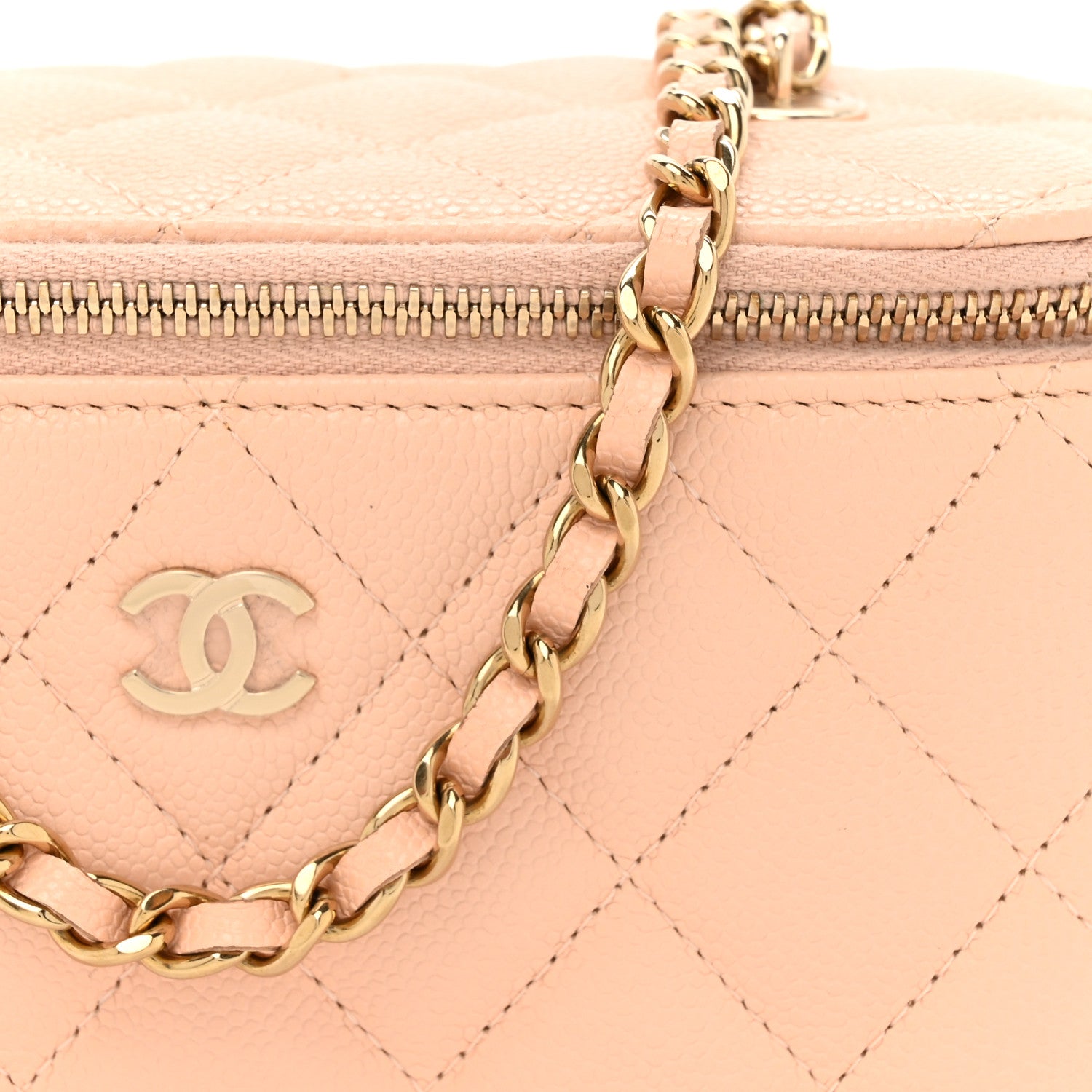 Chanel Caviar Quilted Small Vanity Case With Chain Light Beige 9 of 13