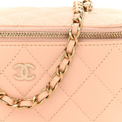 Chanel Caviar Quilted Small Vanity Case With Chain Light Beige 9 of 13