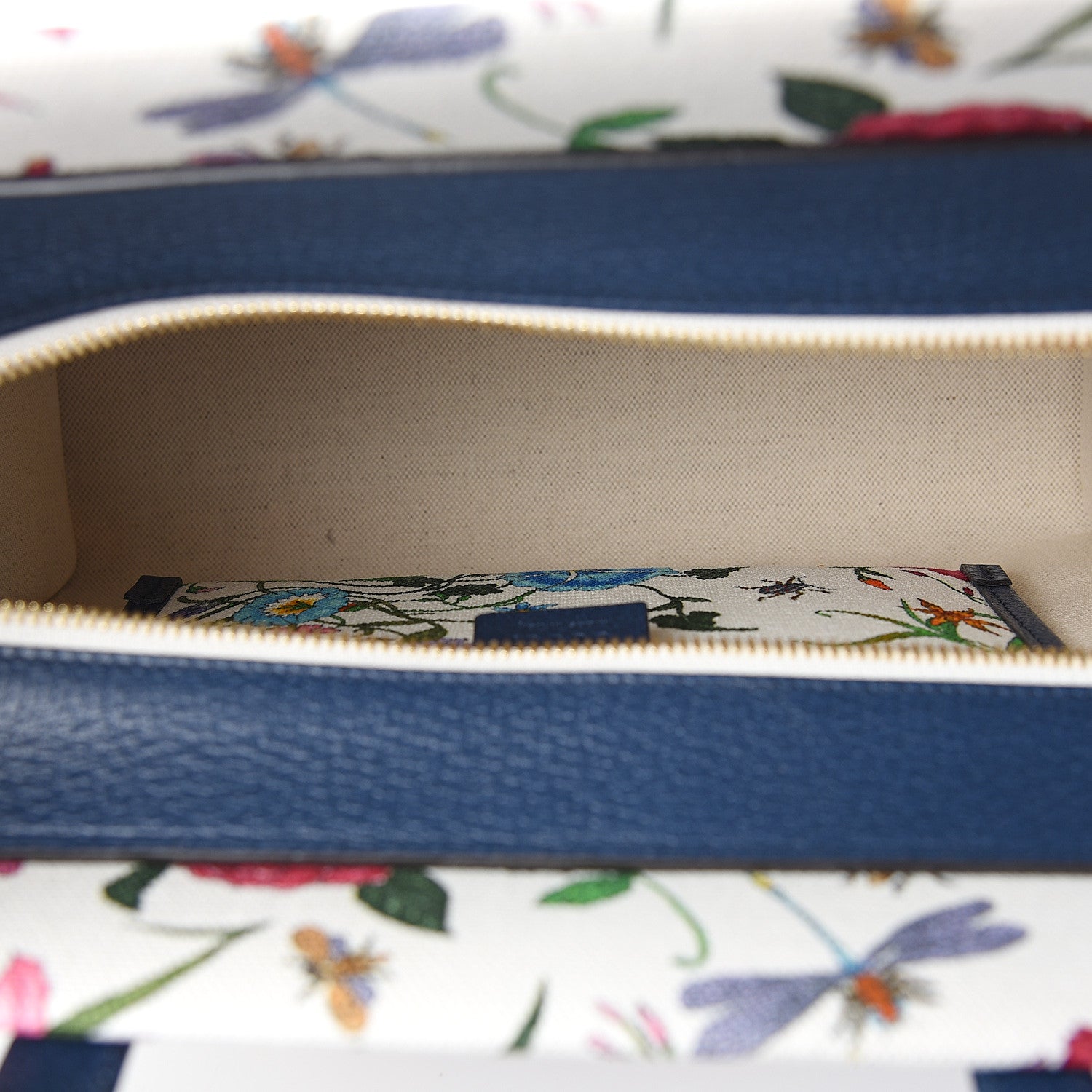 Gucci Canvas Medium Flora Tote White Multicolor Blue Agata 4 of 9