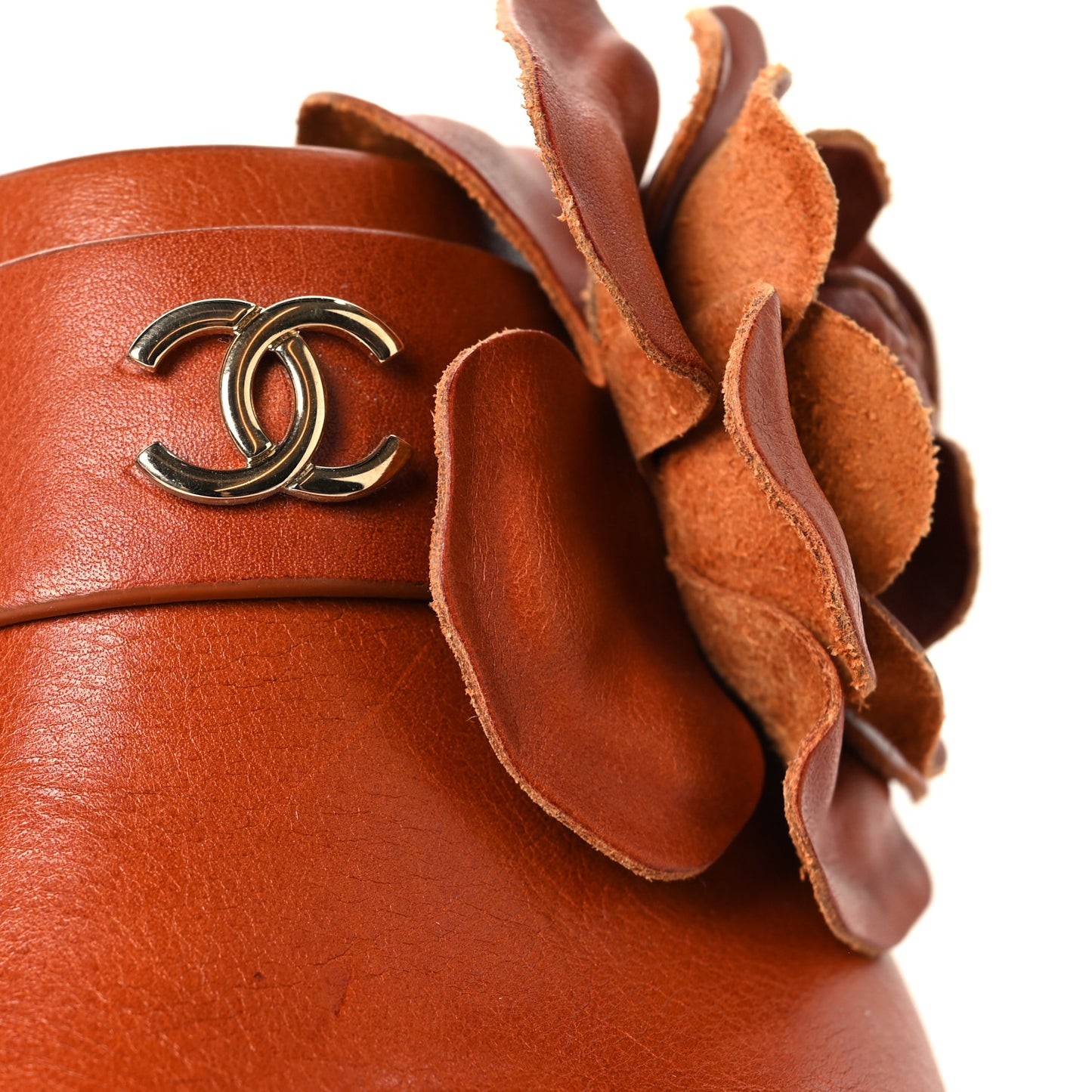 Calfskin Camellia Clogs 36 Brown