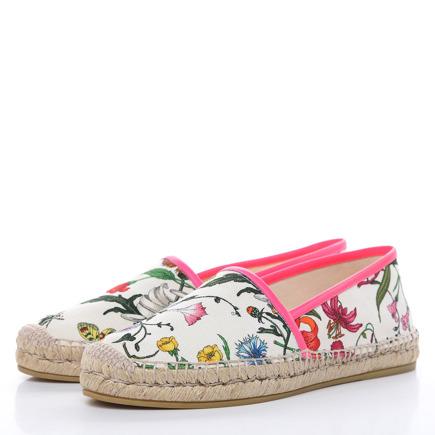 Gucci Canvas Flora Print Espadrilles 39 White Multicolor Fuxia 3 of 8