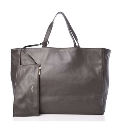 Saint Laurent Calfskin Suede Reversible East West Shopper Tote Dark Grey 4 of 13