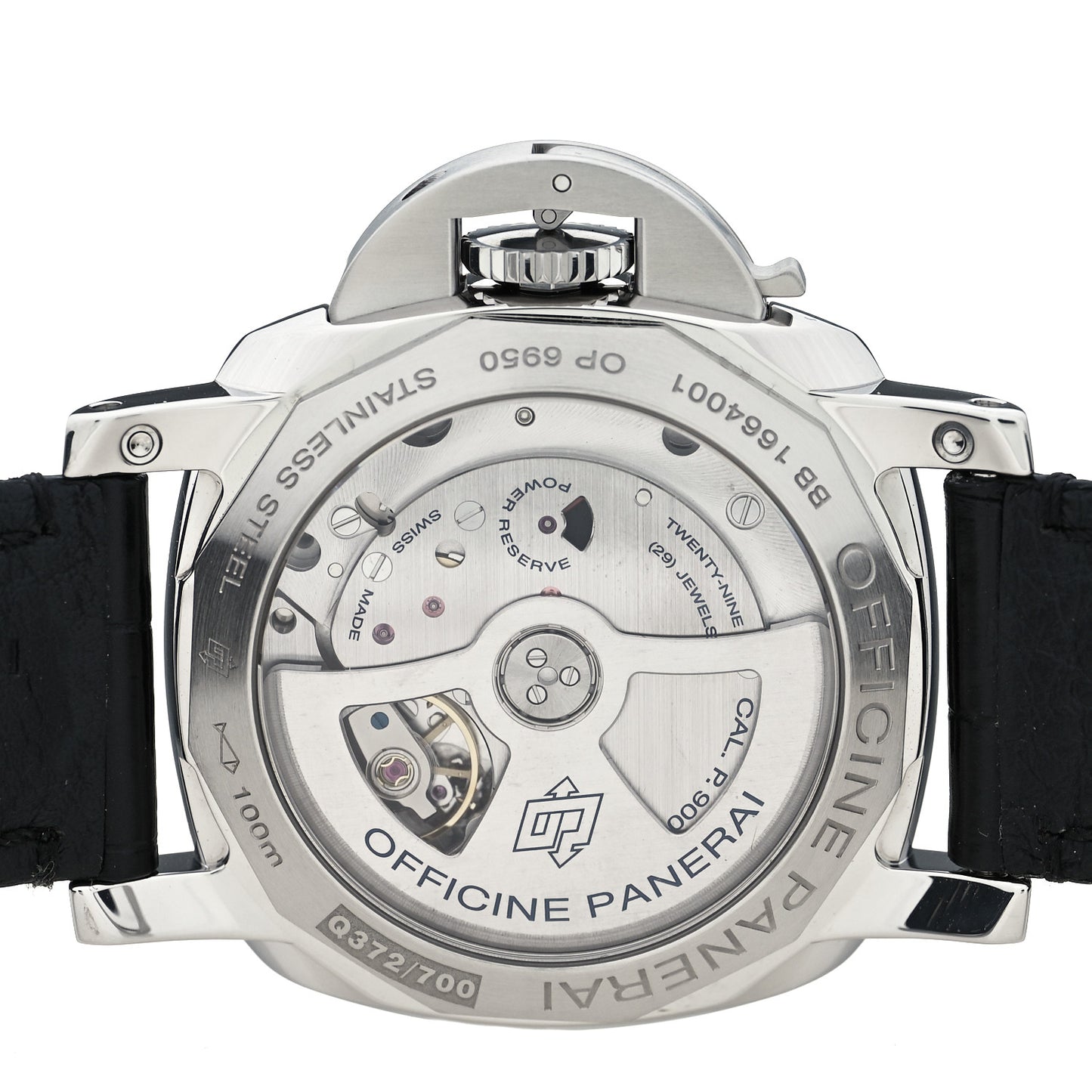Stainless Steel Alligator 42mm Luminor 1950 3 Day GMT Automatic Watch Black PAM00535