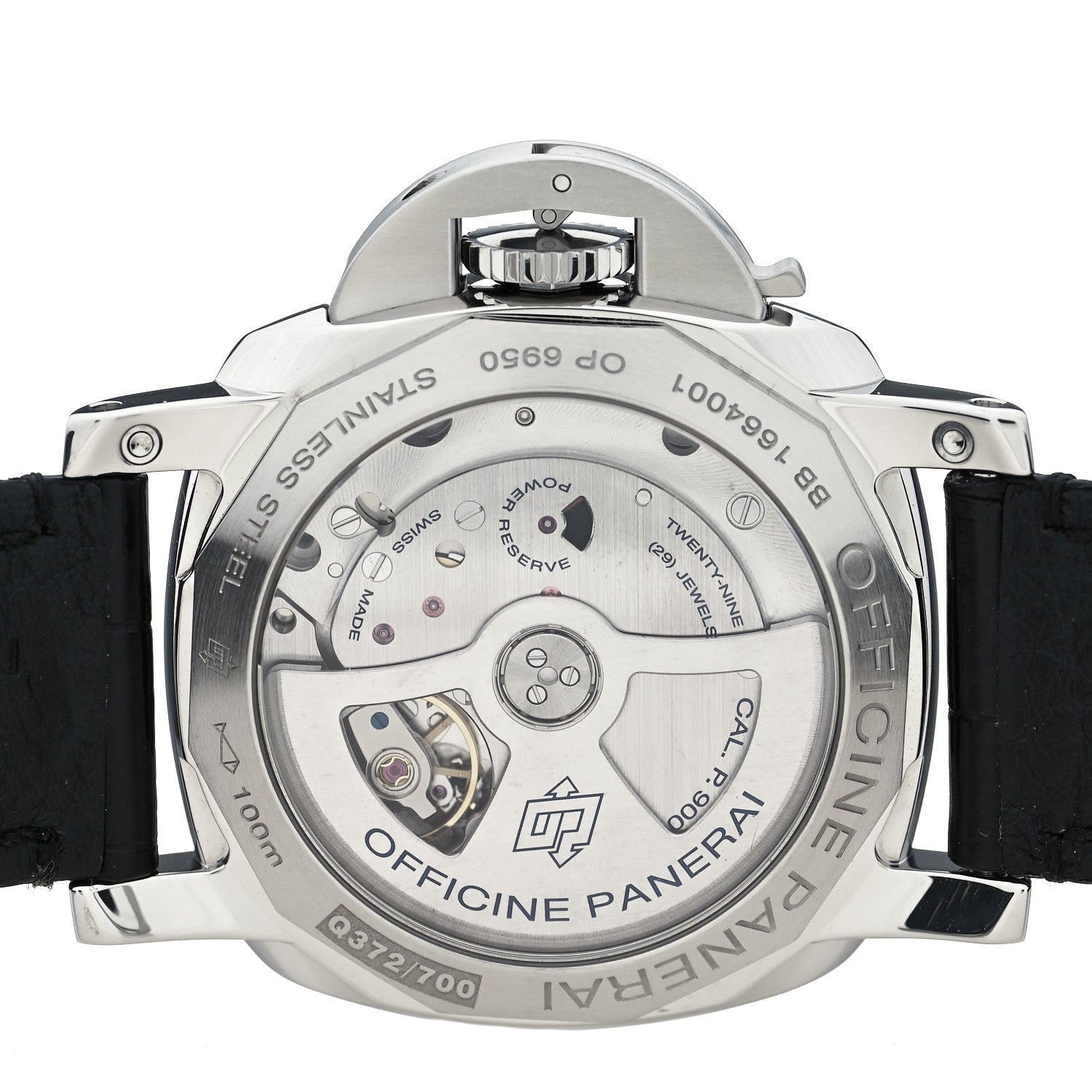 Panerai Stainless Steel Alligator 42mm Luminor 1950 3 Day GMT Automatic Watch Black PAM00535 4 of 5